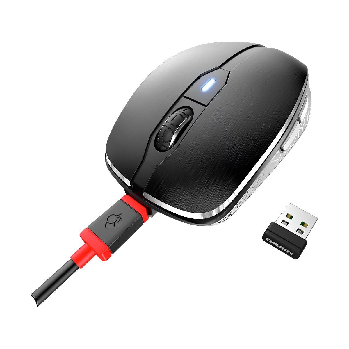 Kabellose Cherry Maus MW 8C Advanced, 6 Tasten, bis 3000 dpi, Status-LED, Bluetooth/Funk, schwarz
