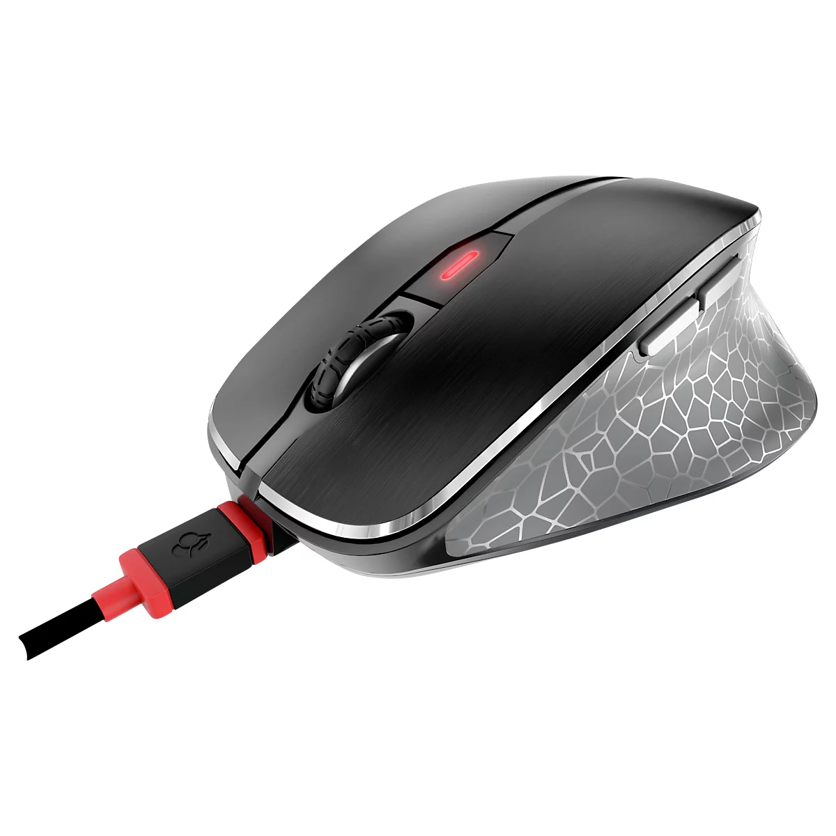 Kabellose Cherry Maus MW 8C ERGO, 6 Tasten, bis 3000 dpi, wiederaufladbar via USB-C, Rechtshänder, schwarz