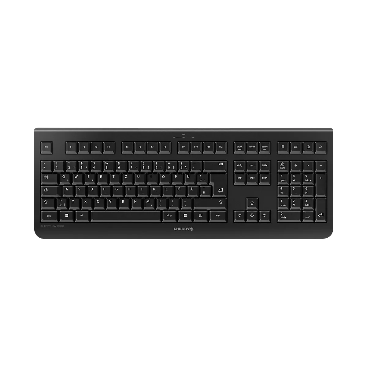 Kabellose Tastatur CHERRY KW 3000, QWERTZ, bis 10 m, USB, inkl. Nummern- & Cursorblock, schwarz