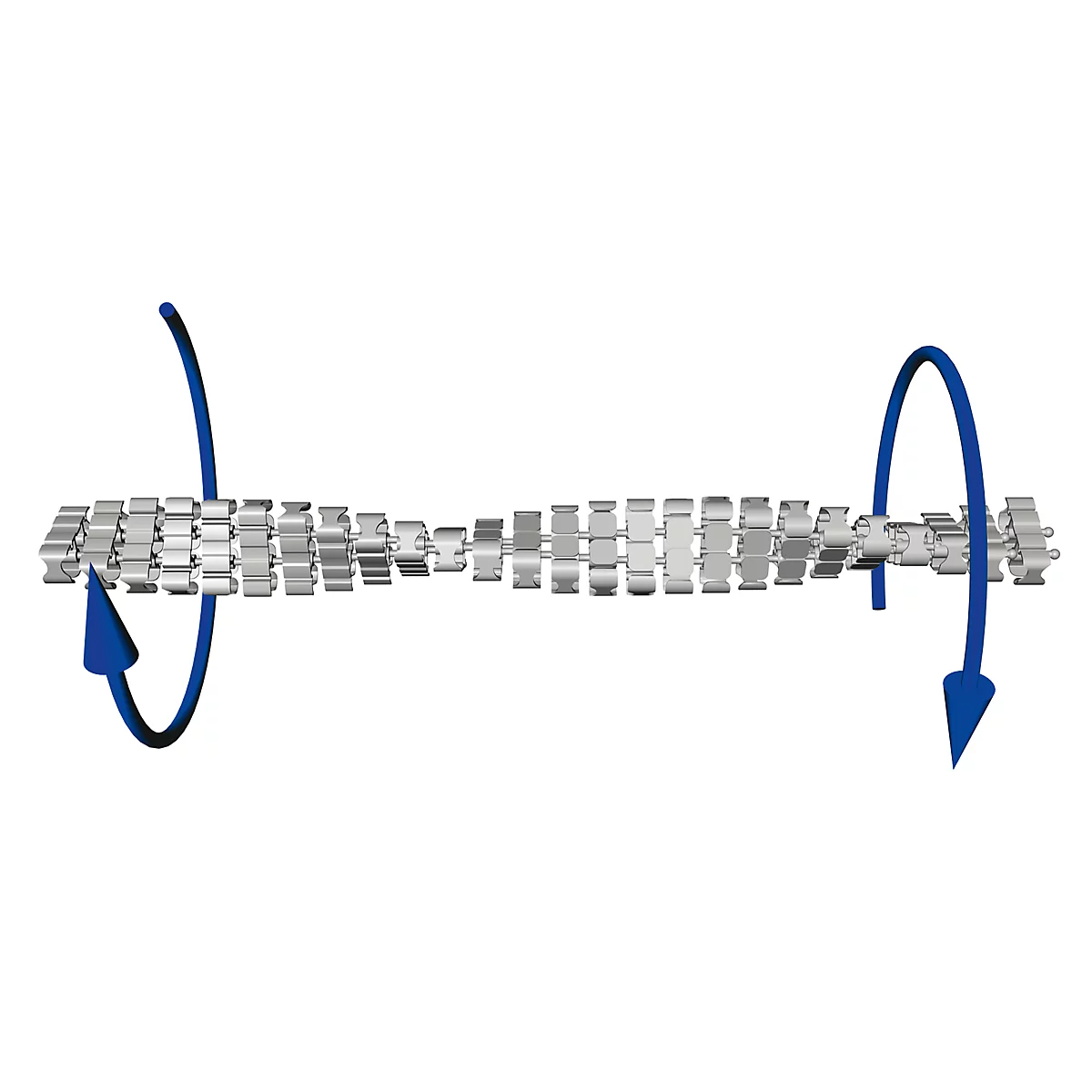 A metallic, cylindrical object, circled by two triangle-shaped arrows.