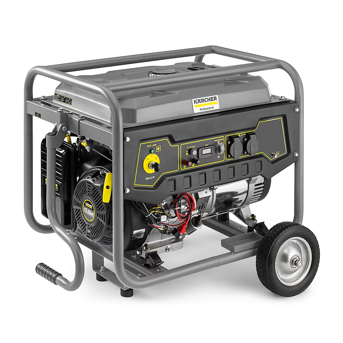 Kärcher PGG 3/1 stroomgenerator, benzinemotor, mobiel, 2,8 kW, 15 l, tot 12 uur, 74 dB, spanningsregelaar, beveiliging tegen oliegebrek &amp; overbelasting, elektrische startregelaar