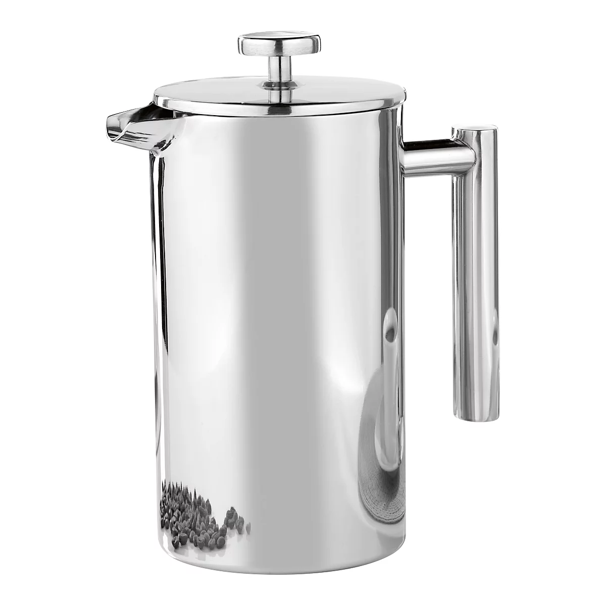 Kaffeebereiter Caterado OXFORD, rund, doppelwandig, Volumen 1 l, spülmaschinenfest, Ø 105 x H 220 mm, Edelstahl poliert, silber