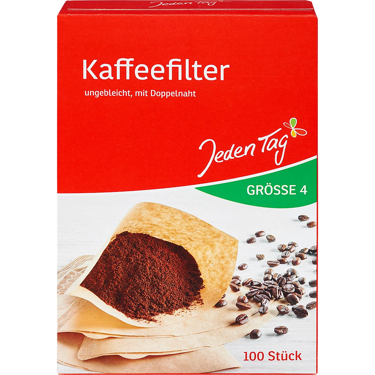 Kaffeefilter Markant Jeden Tag, für Kaffeemaschinen & Handfilter, Doppelnaht, Größe 4, naturbraun, 100 Stück