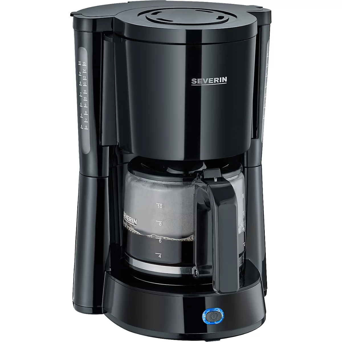 Kaffeemaschine Severin KA 4815, 1000 W, für bis zu 10 Tassen, Abschaltautomatik, Tropfverschluss, Wasserstandsanzeige, mit Glaskanne, schwarz