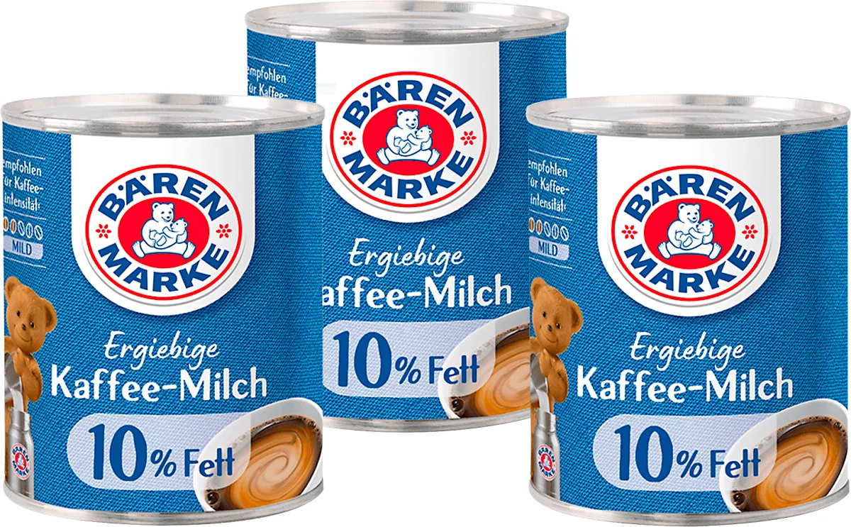 Kaffeemilch Bärenmarke Die Ergiebige, 10 % Fettgehalt, 3 Dosen á 170 g