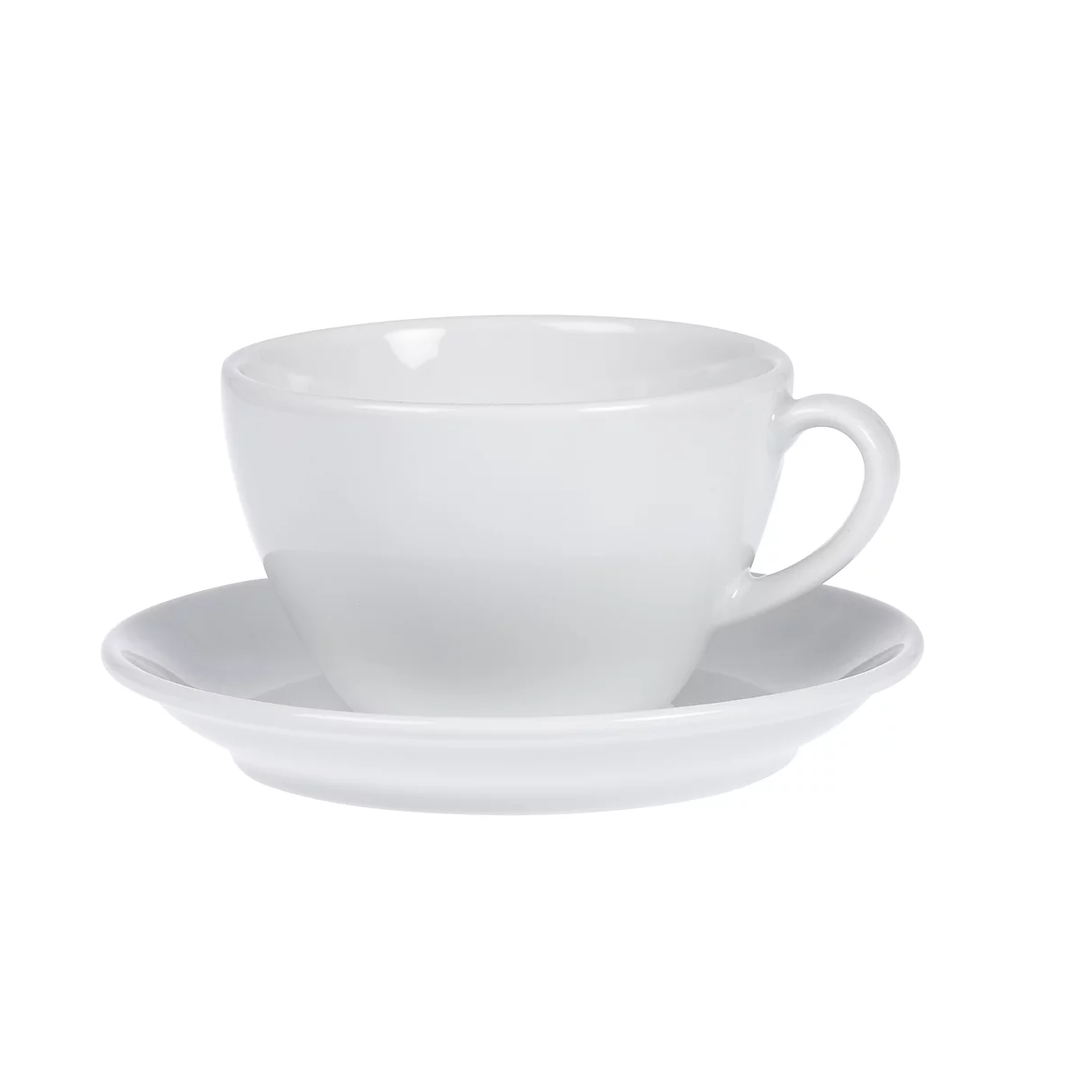 Kaffeetassen-Set BISTRO, 6 Tassen & Untertassen, jeweils 0,2 l, H 65 mm, Porzellan, weiß