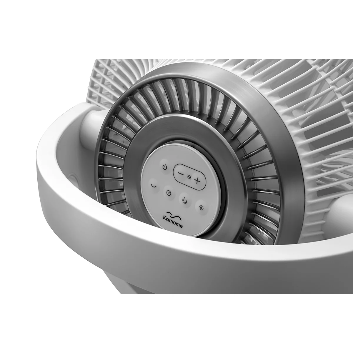 Kamome Living Standventilator, mit Fernbedienung, Ø 300 mm, Höhe 570-1000 mm, Luftstrom bis 17 m, weiss/silber