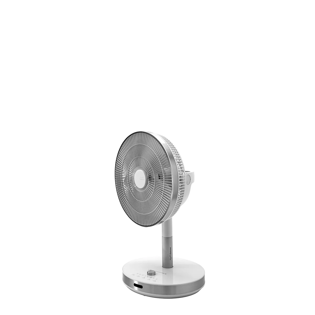 Kamome Living Standventilator, mit Fernbedienung, Ø 300 mm, Höhe 570-1000 mm, Luftstrom bis 17 m, weiss/silber