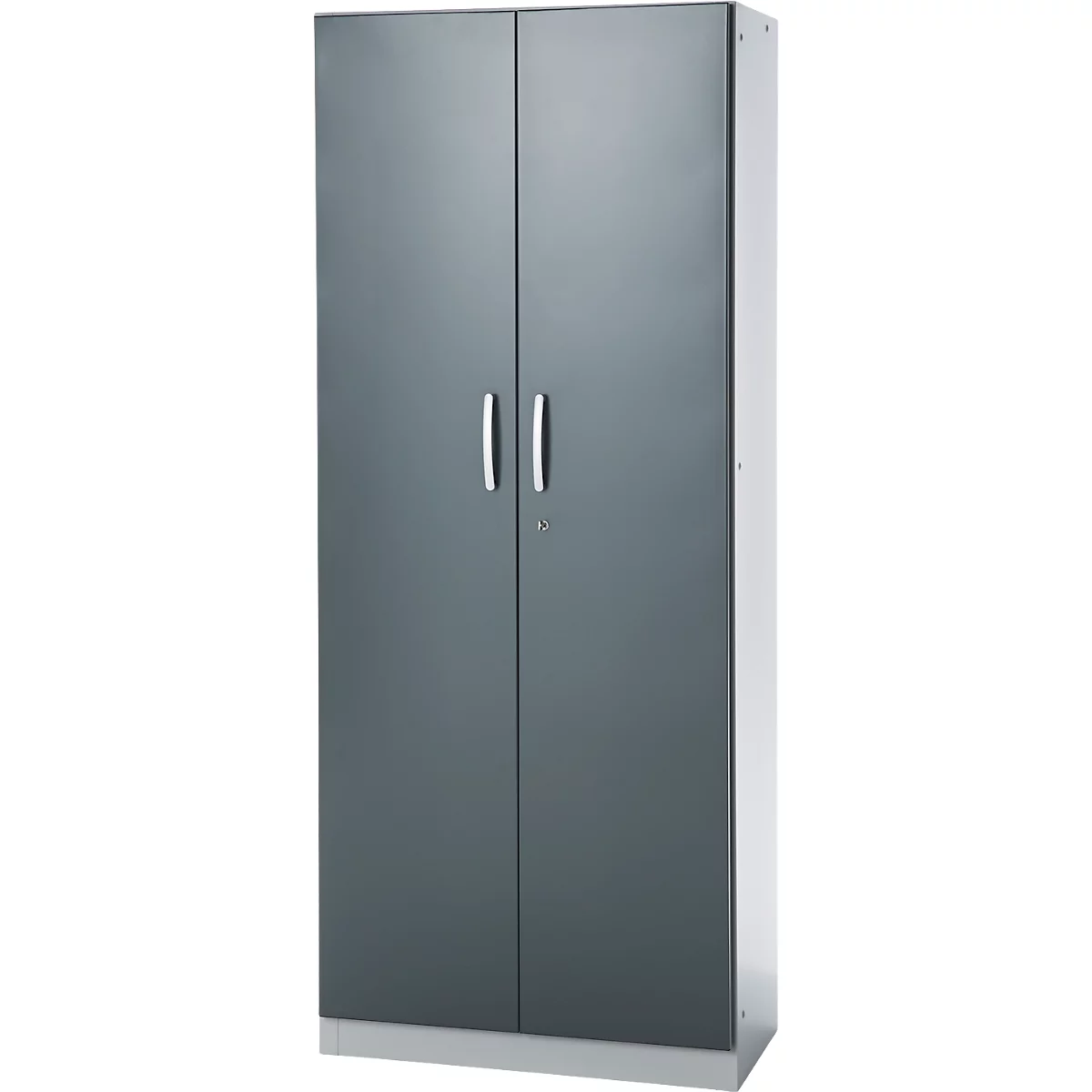 Kantoorkast, 5 OH, afsluitbaar, met opliggende deuren, B 800 mm, basaltgrijs/blank aluminium