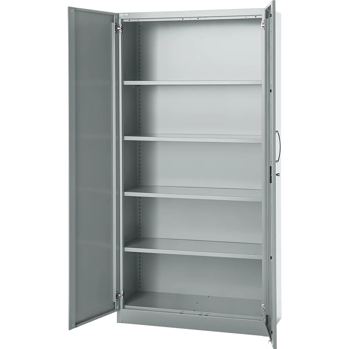Kantoorkast, 5 OH, afsluitbaar, met opliggende deuren, B 950 mm, blank aluminium
