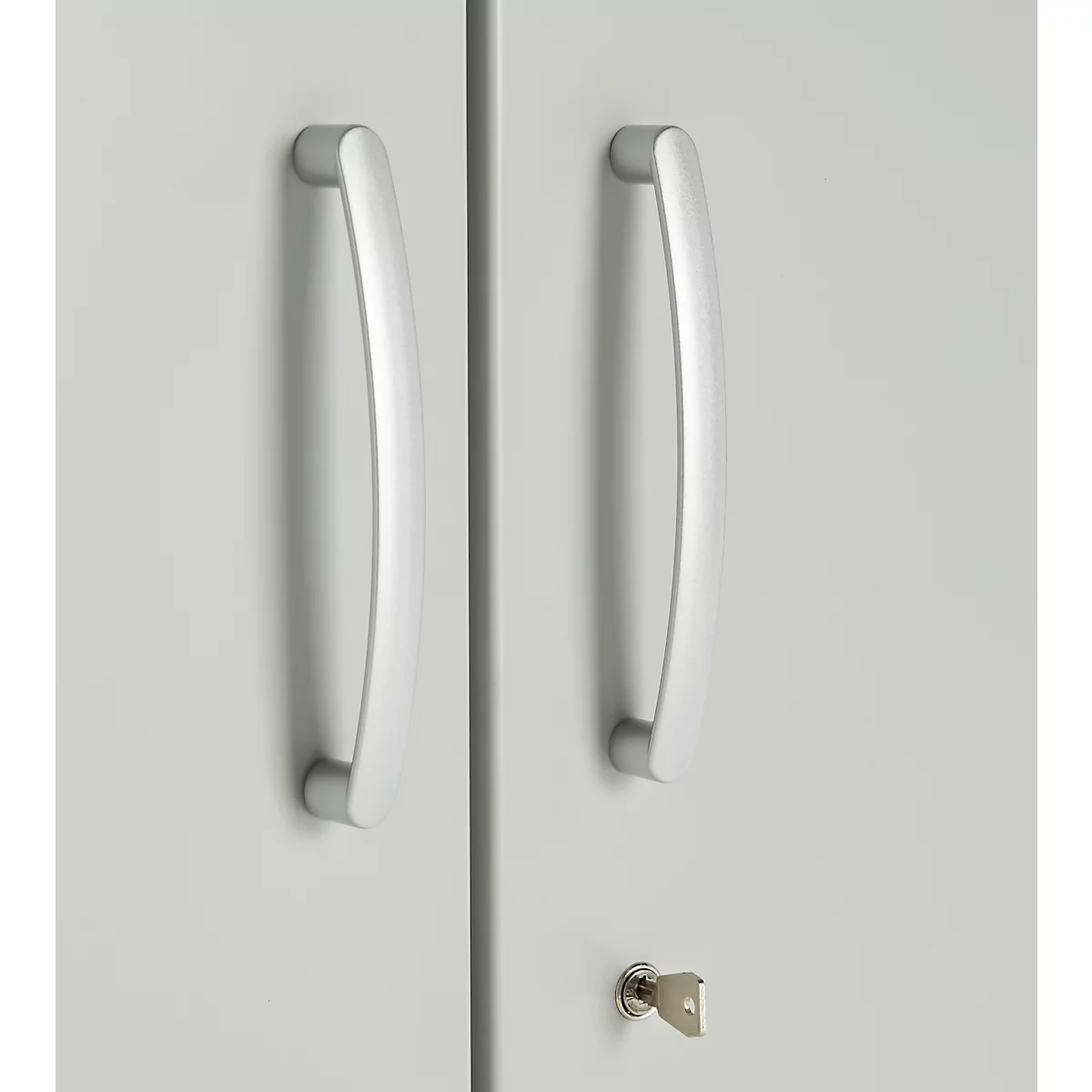 Kantoorkast, 5 OH, afsluitbaar, met opliggende deuren, B 950 mm, lichtgrijs