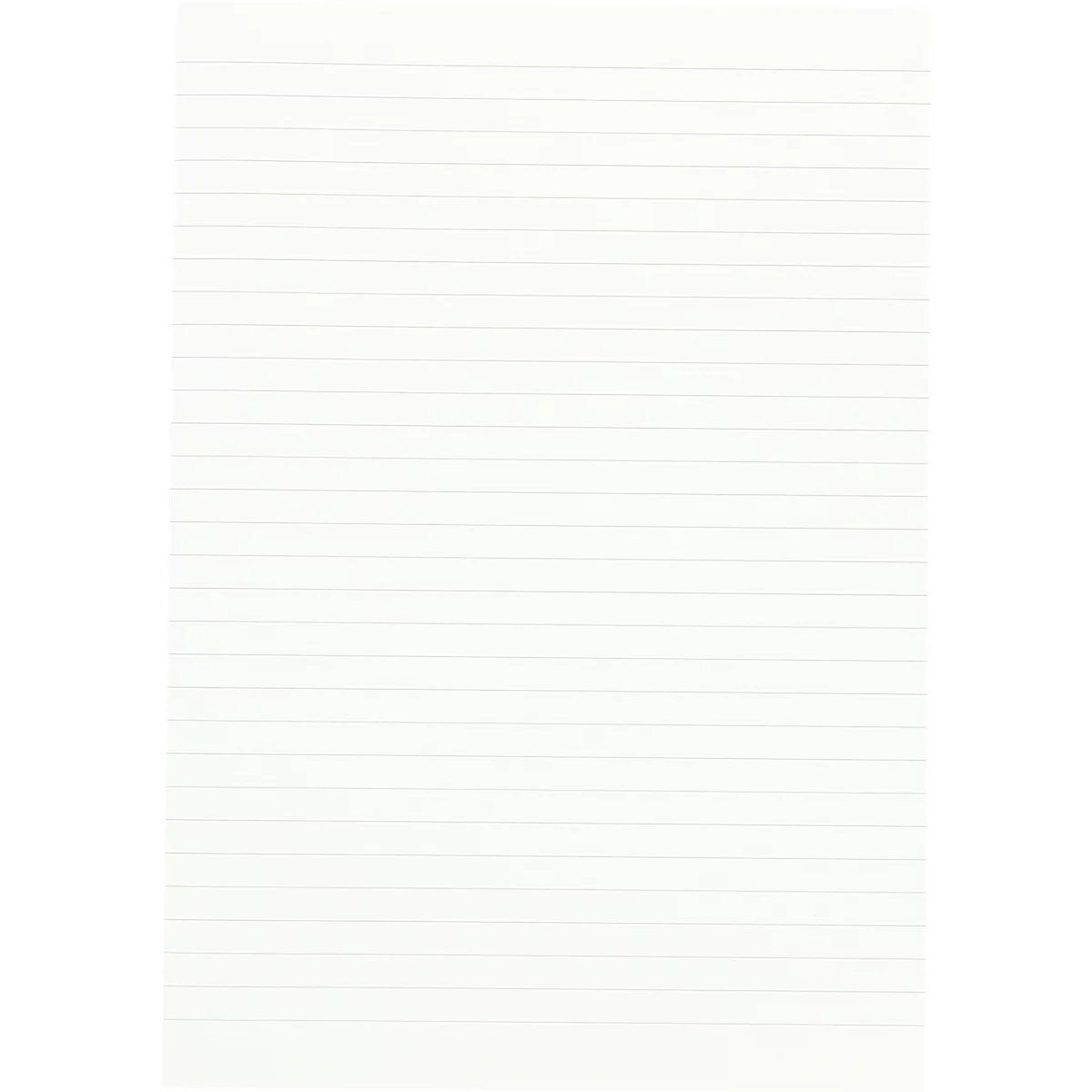 Een leeg vel papier met lichtgrijze, horizontale lijnen in portretstand.