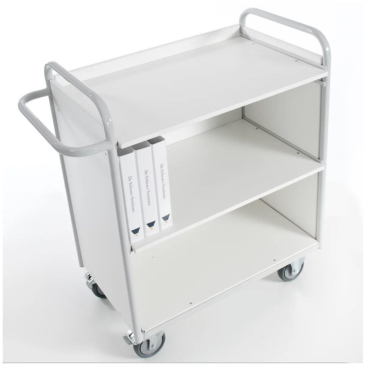 Kantoorwagen met zijwanden en achterwand, 800 x 490 mm, draagvermogen 150 kg