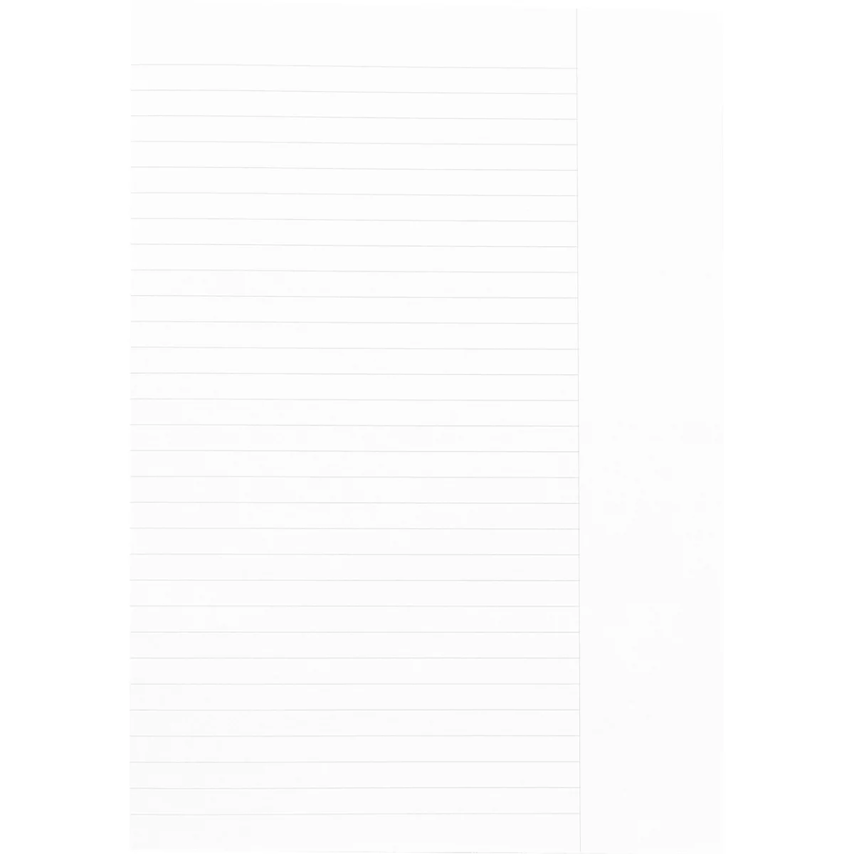 Gelinierte liniertes Papier, mit senkrechtem weißem Rand.