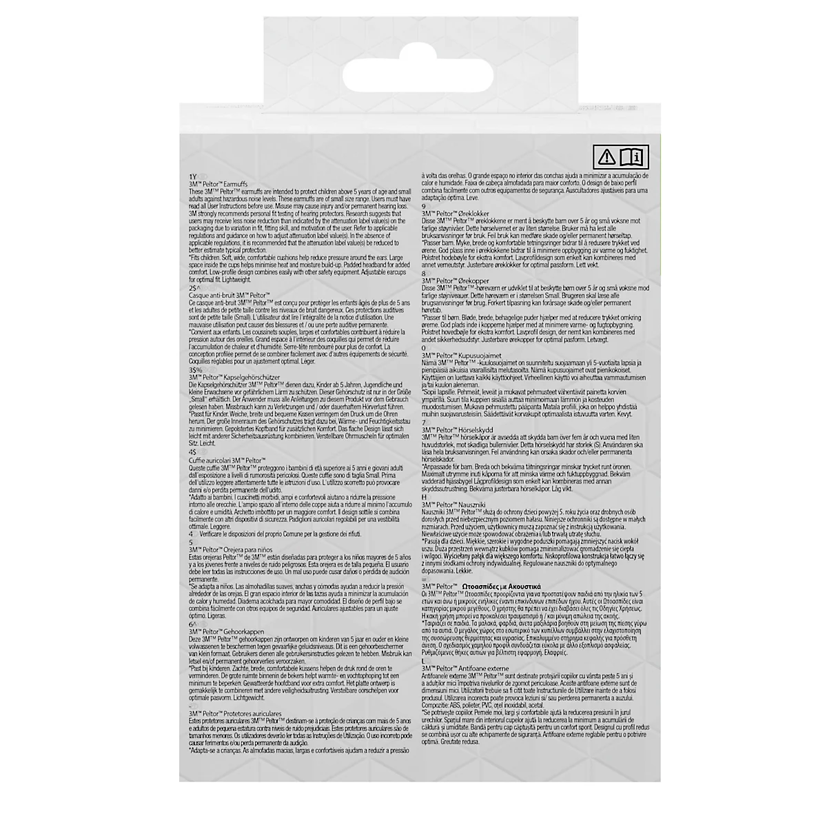 Verpackung mit Text, Aussparung zum Aufhängen.