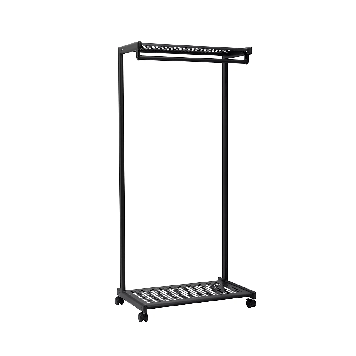 Kapstok MAULbolero, met wielen, hoeden- en schoenenrek, B 780 x D 460 x H 1660 mm, metaal, zwart