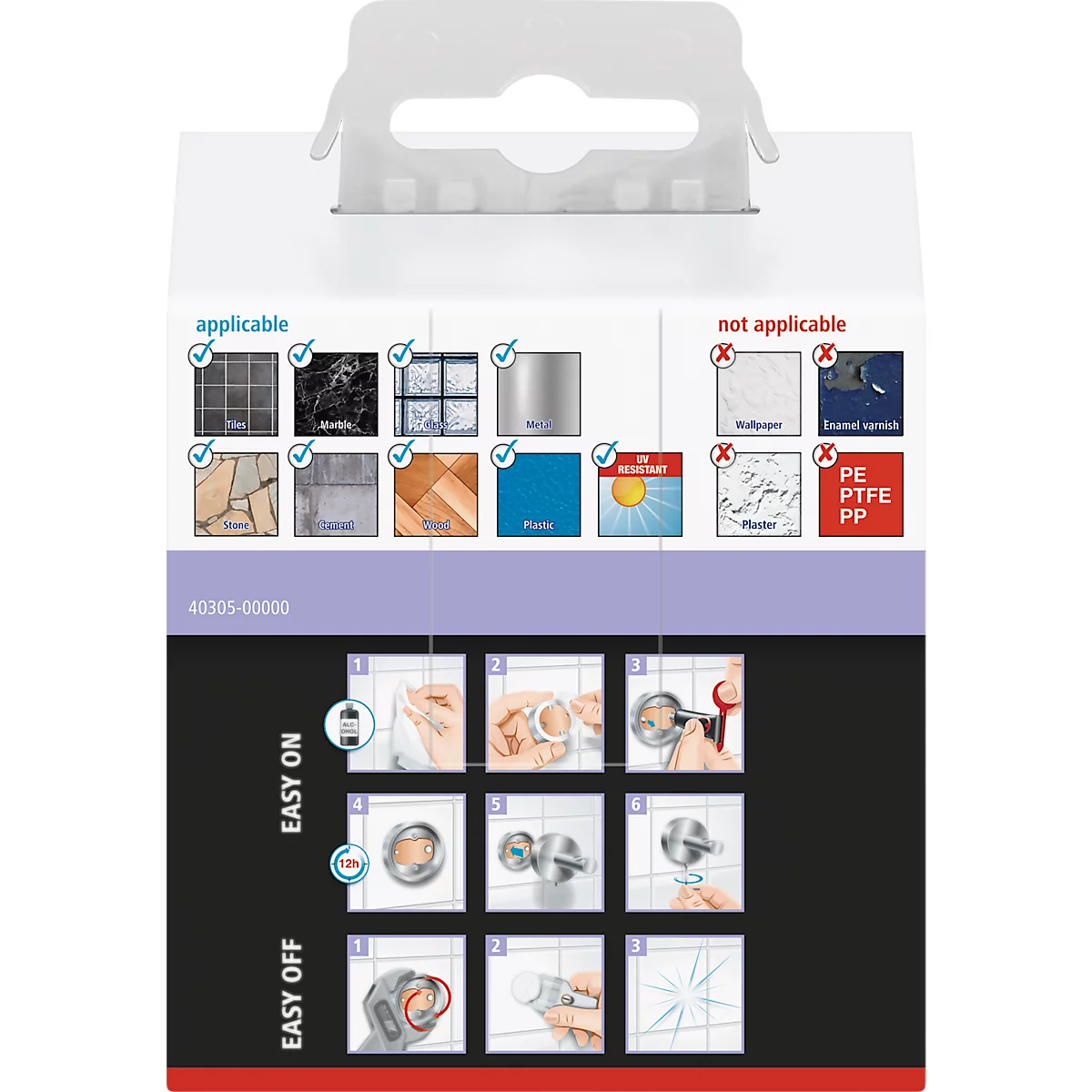 Kapstokhaak tesa Moon, bevestiging zonder boren, incl. kleefoplossing, verwijderbaar, roestvrijstalen look