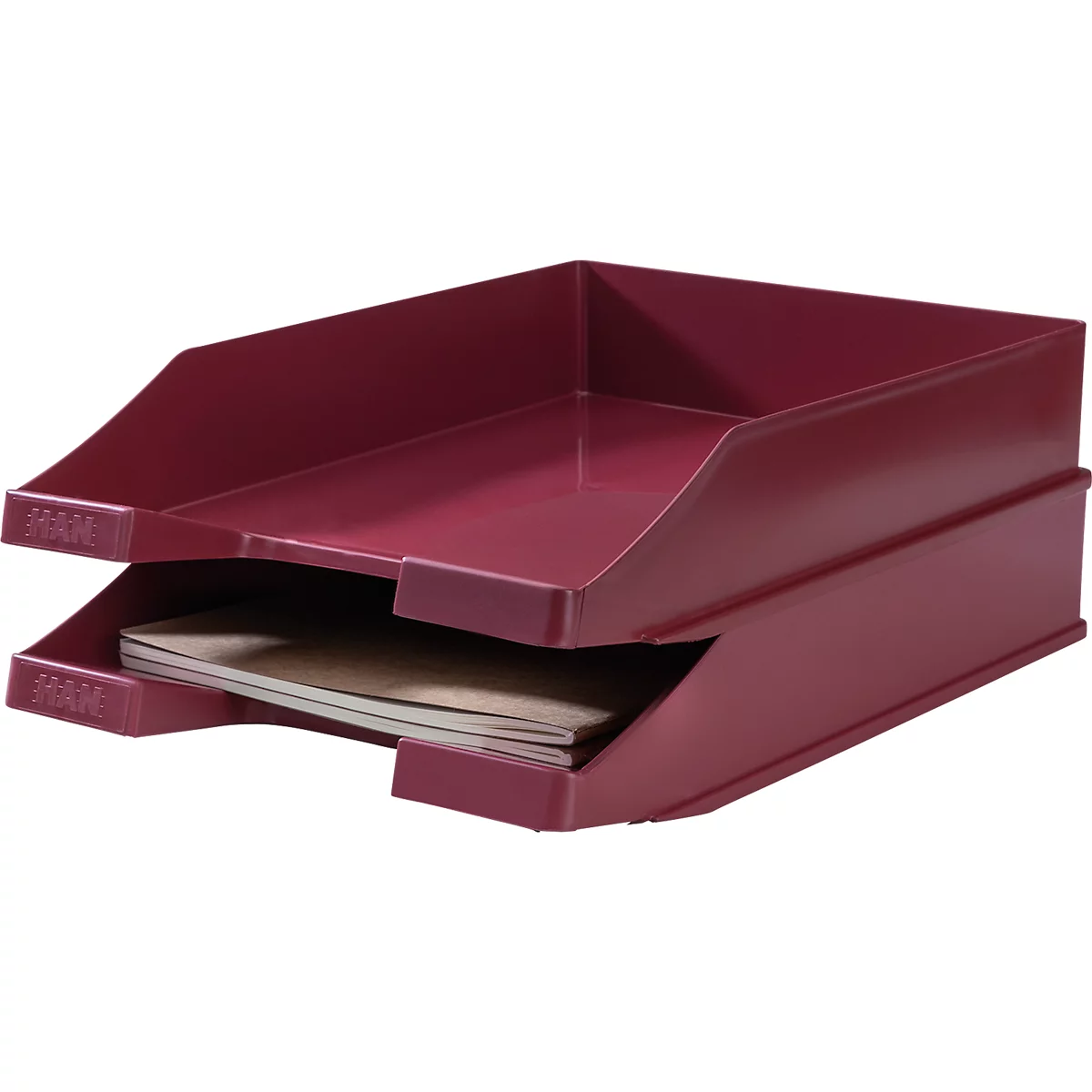 KARMA brievenbakje, DIN A4/C4, kunststof, stapelbaar, stevig, B 255 x D 348 x H 65 mm, eco-rood