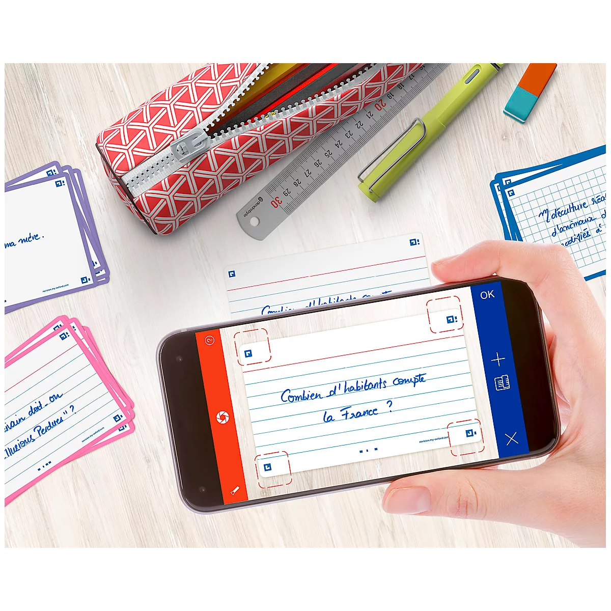 Karteikarten Oxford Flash 2.0, 80 Blatt , SCRIBZEE®-kompatibel, /liniert, 250g/m²