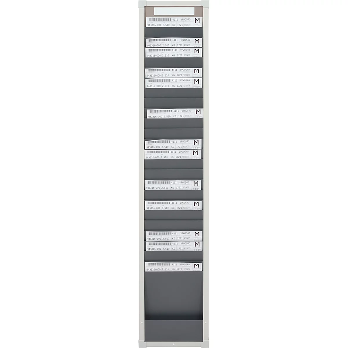Karten-Sortiertafeln Eichner 9219 Serie, 1 – bis 3-reihig lieferbar, 1-spaltig, H 1350 x B 260 mm