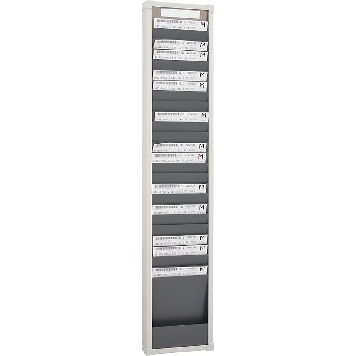 Karten-Sortiertafeln Eichner 9219 Serie, 1 – bis 3-reihig lieferbar, 1-spaltig, H 1350 x B 260 mm