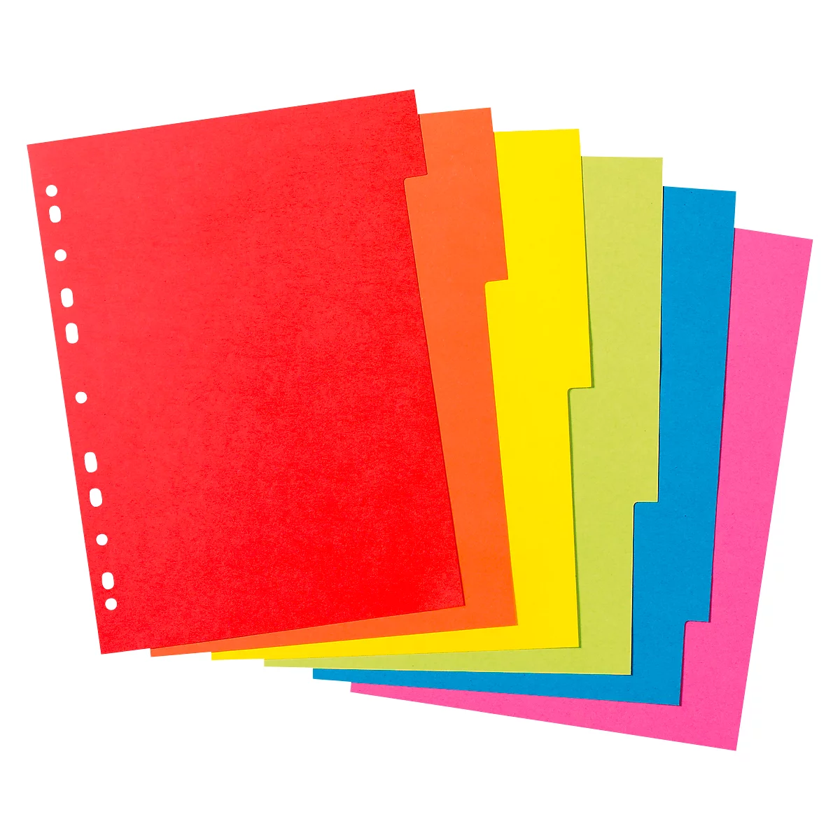 Kartonnen index Herlitz, A4, blanco tabbladen, Europerforatie, gerecycleerd karton, 1 set van 6 stuks met 6 kleuren