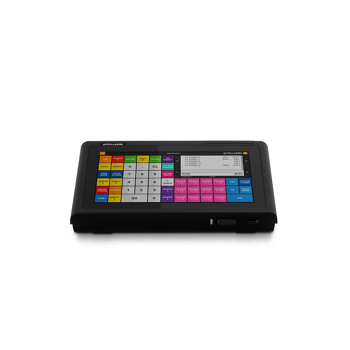 Kassa Primasello X120, inclusief TSE, thermische printer 58 mm, USB/RJ11/RJ12/RJ45, conform GoBD, B 290 x D 260 x H 99 mm, zwart