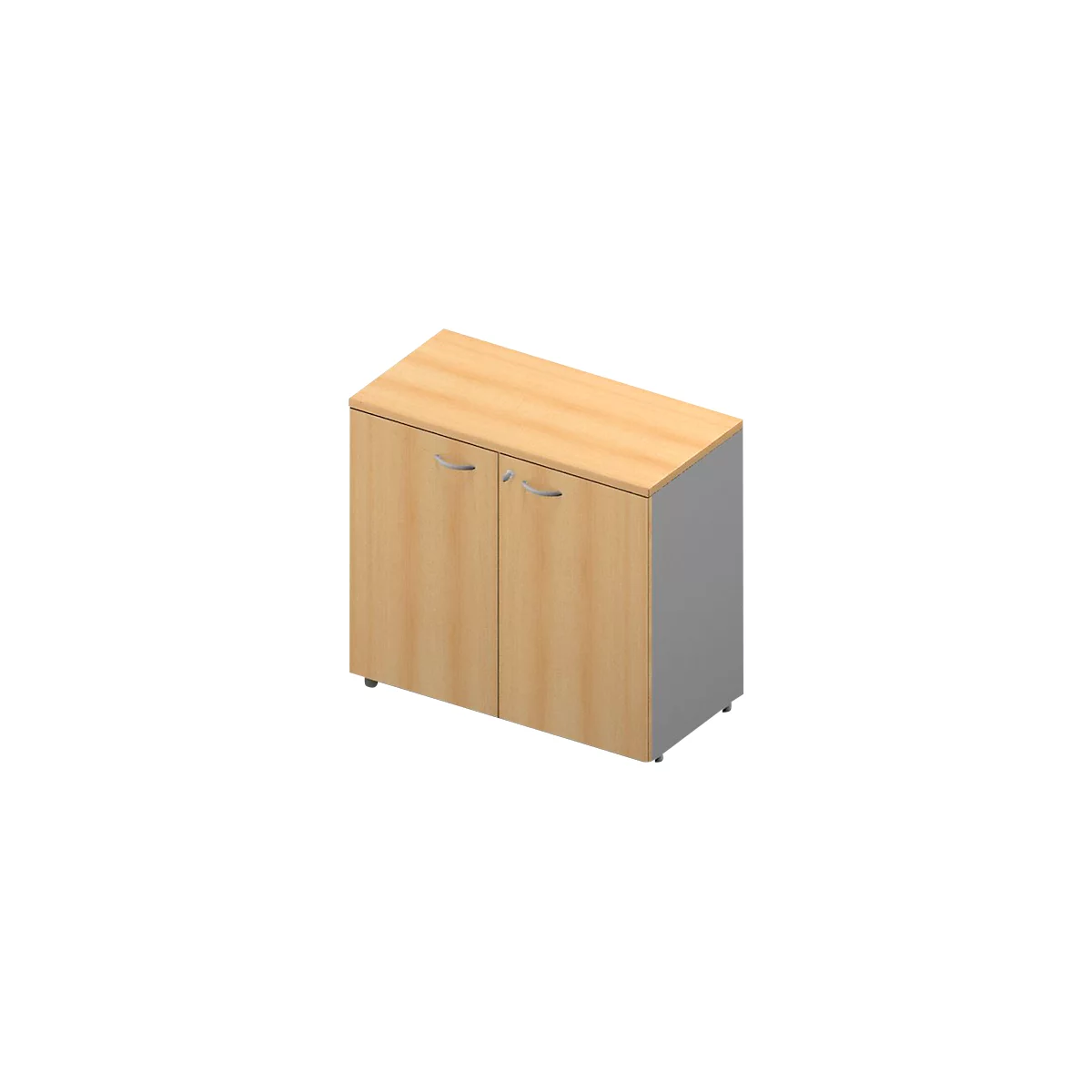 Kast ARLON OFFICE, 2 ordnerhoogten, afsluitbaar, B 900 x D 450 x H 816 mm, beukenpatroon/aluminium