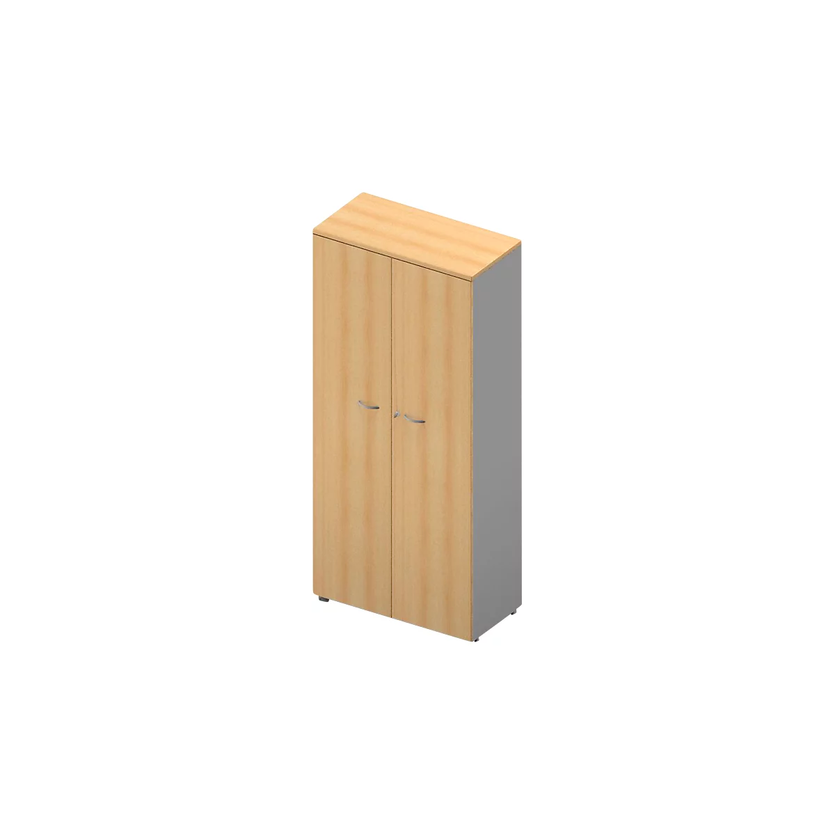 Kast ARLON OFFICE, 5 ordnerhoogten, afsluitbaar, B 900 x D 450 x H 2000 mm, beukenpatroon/aluminium