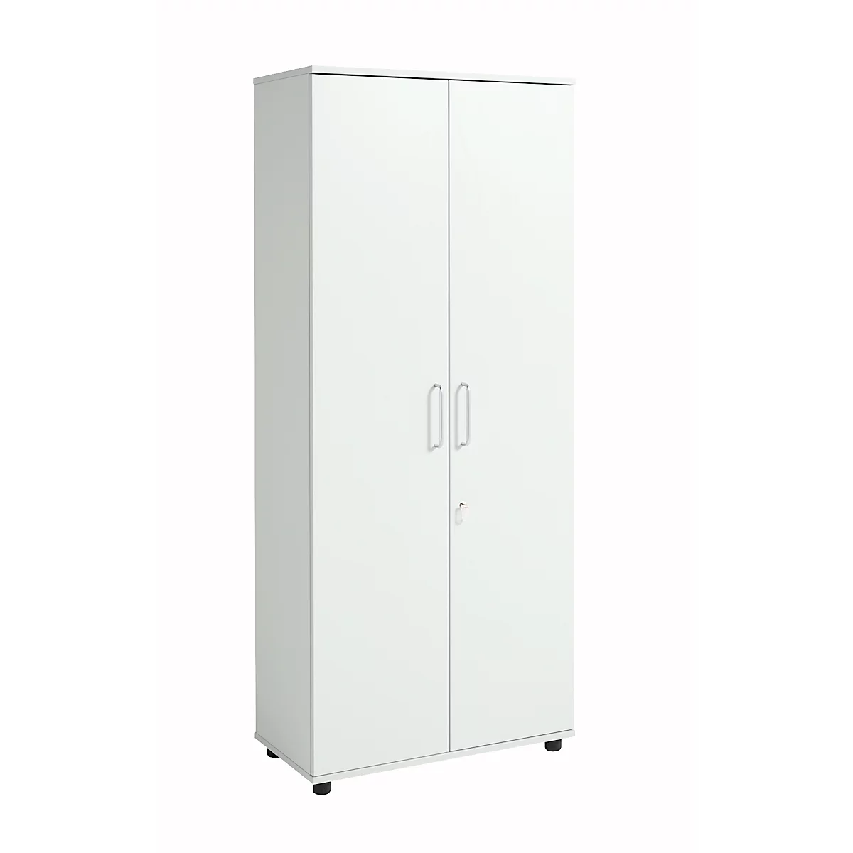 Kast, hout, 4 legborden, 5 ordnerhoogten, B 800 x D 400 x H 1877 mm, afsluitbaar, lichtgrijs 