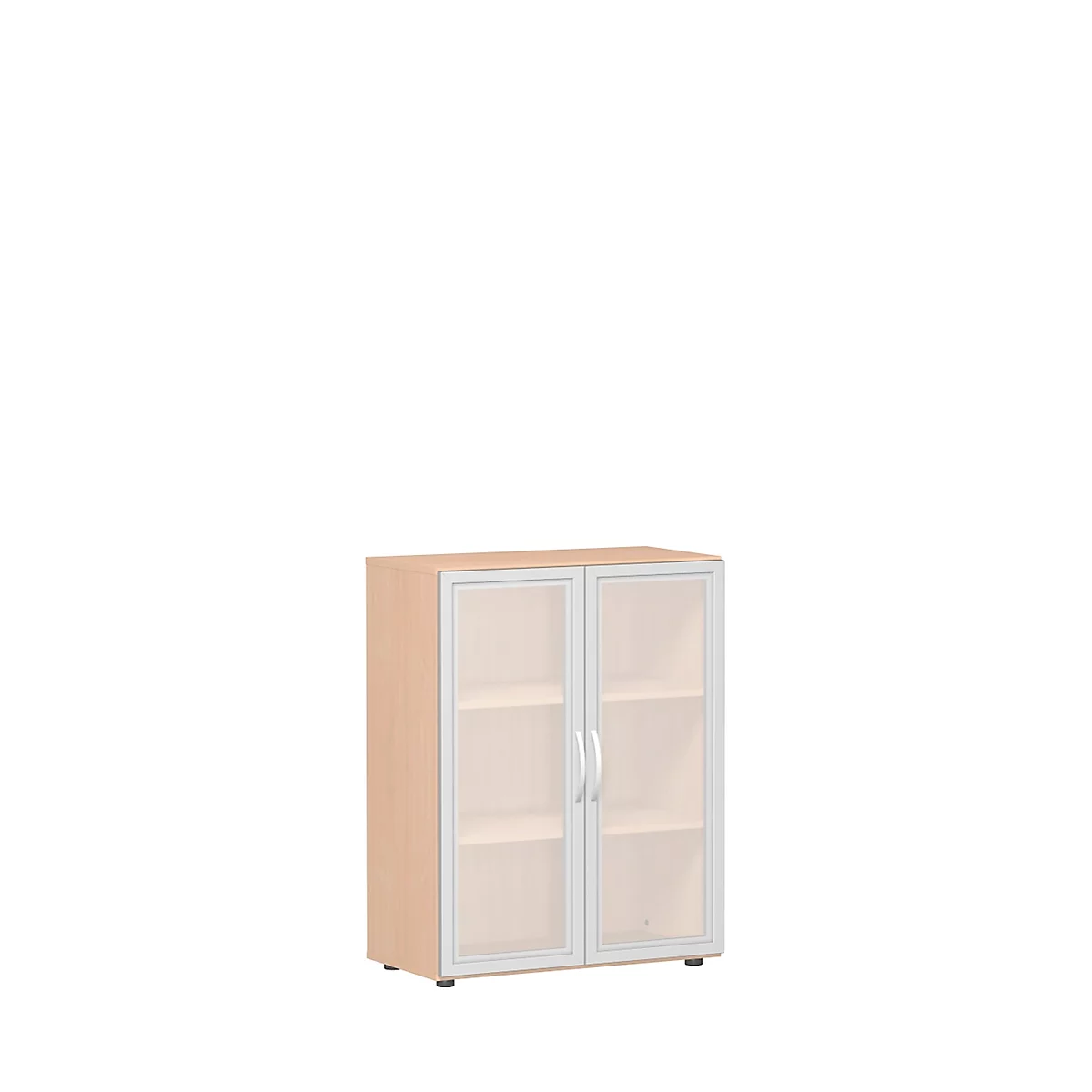 Kast met glazen deuren ALICANTE, 3 ordnerhoogten, B 800 x D 420 x H 1104 mm, beukenpatroon