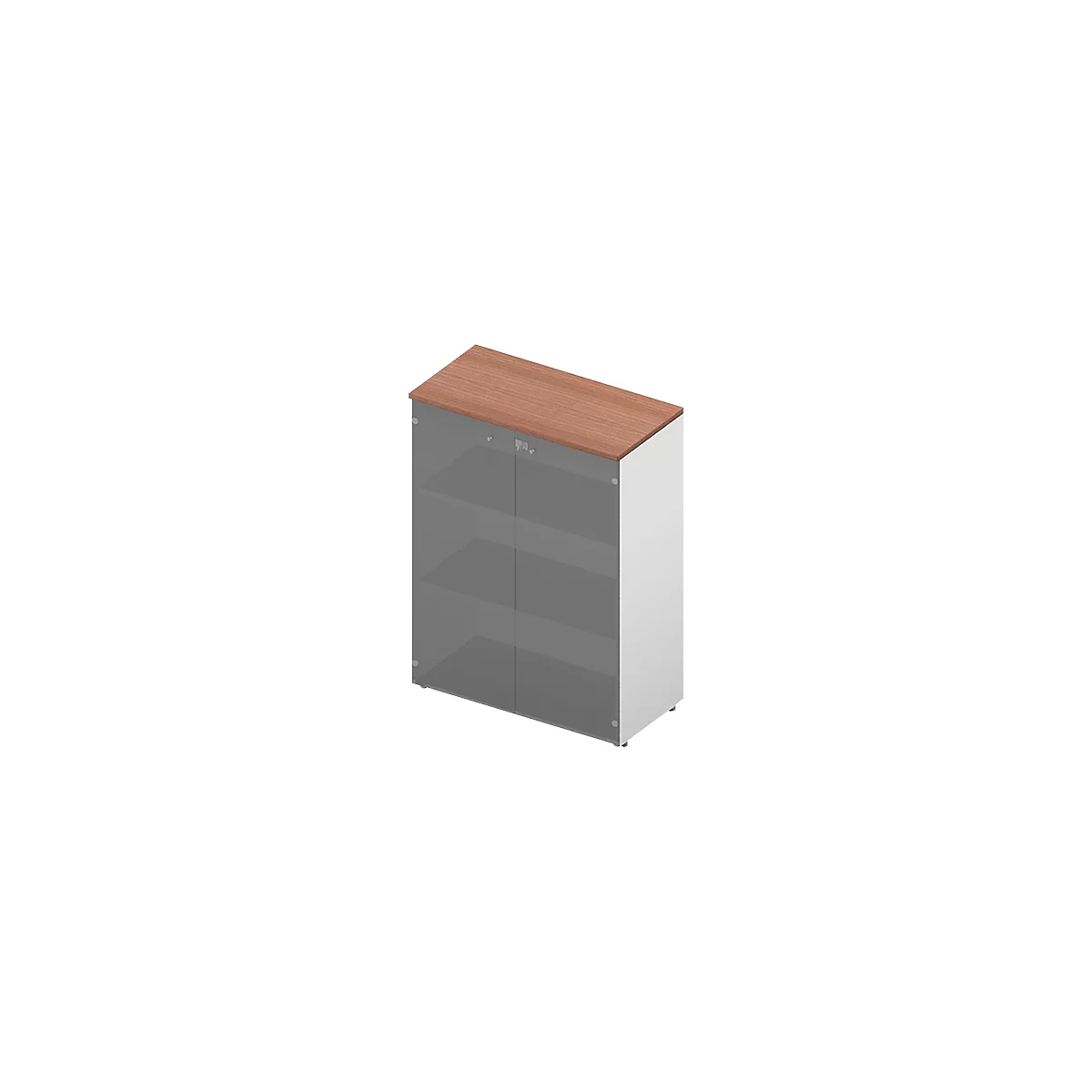 Kast met glazen deuren ARLON OFFICE, 3 ordnerhoogten, glazen deur met omlijsting, B 900 x D 450 x H 1232 mm, Canaletto notenpatroon/wit