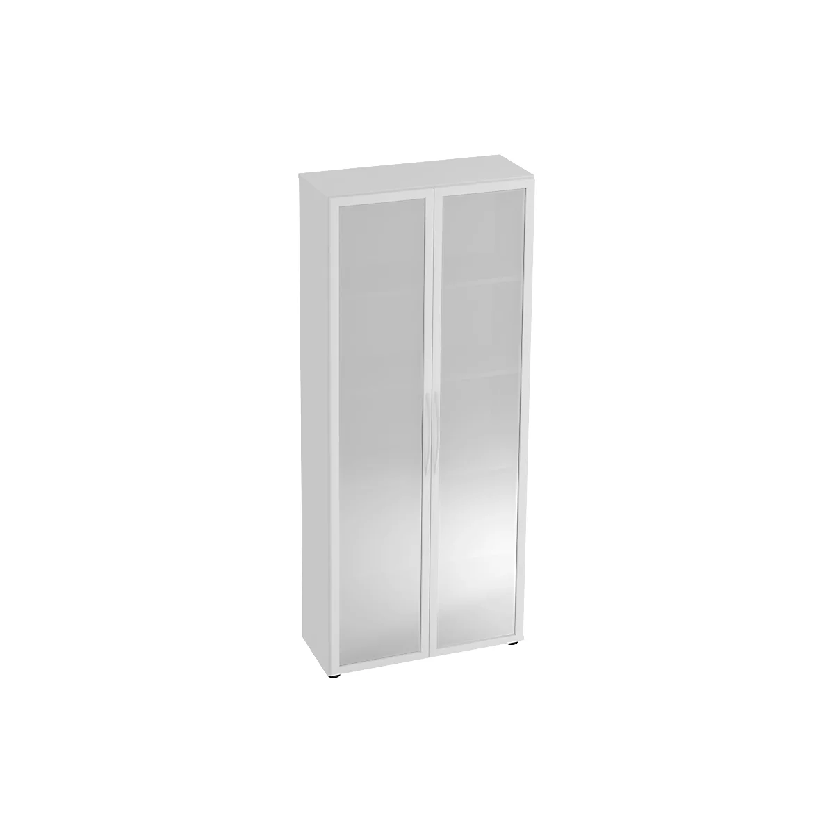 Kast met glazen deuren TARA, 5 ordnerhoogten, B 800 x D 346 x H 1880 mm, lichtgrijs