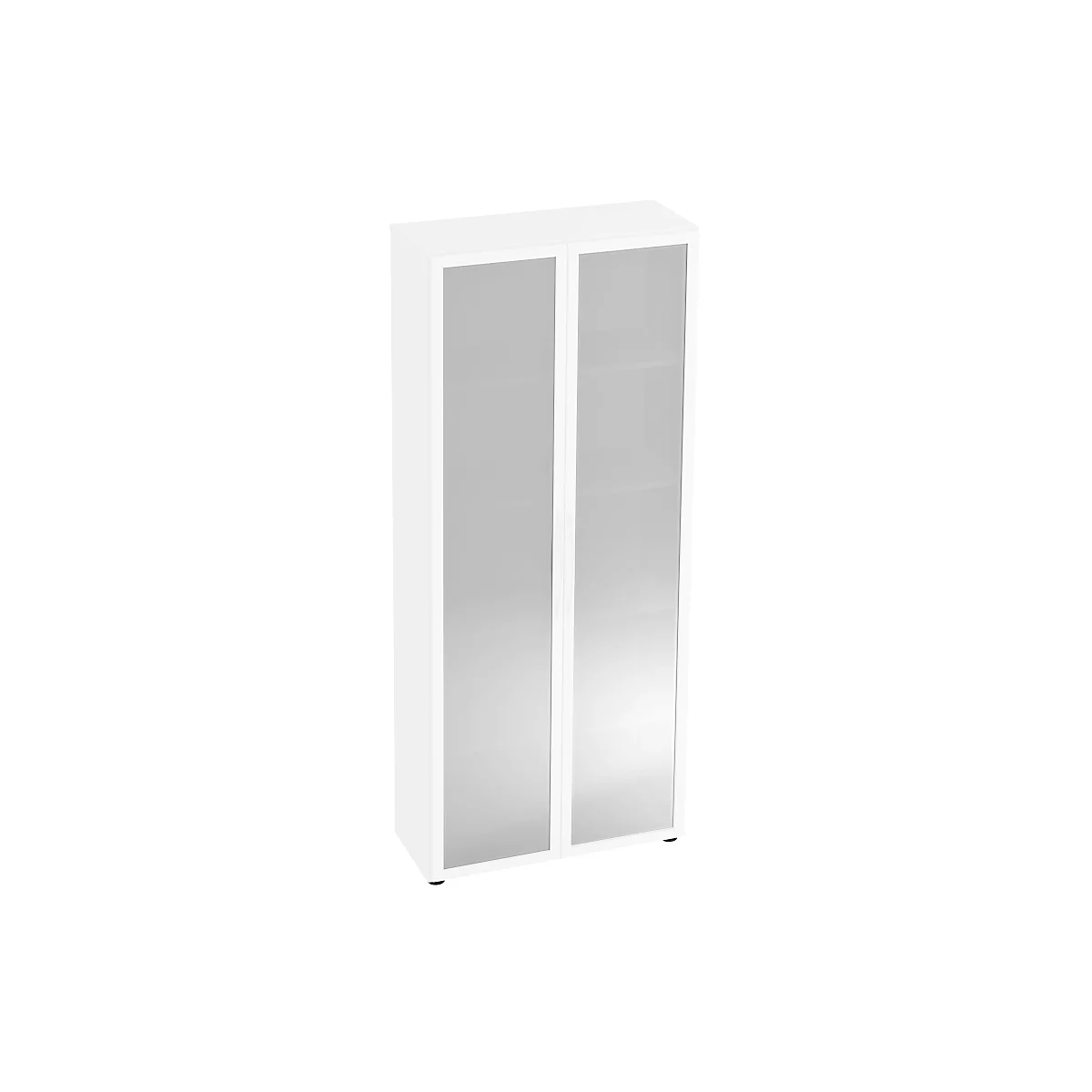 Kast met glazen deuren TARA, 5 ordnerhoogten, B 800 x D 346 x H 1880 mm, wit
