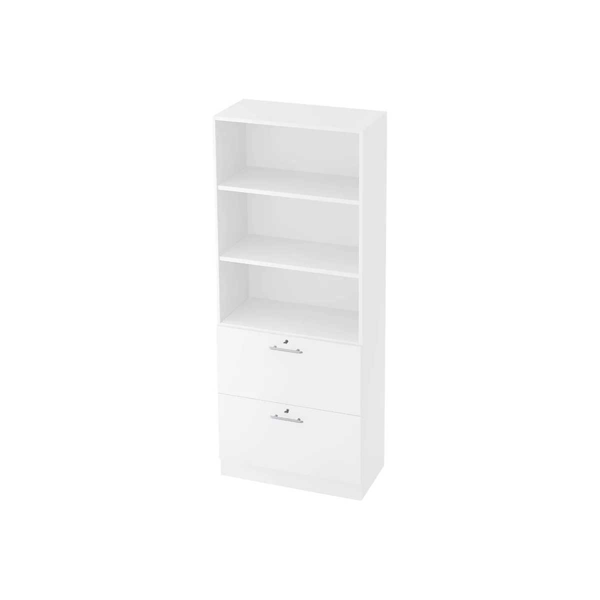 Kast ULM, met uittrekbare hangmappensystemen, 3 ordnerhoogten, H 2004 x B 800 x D 420 mm, wit/wit