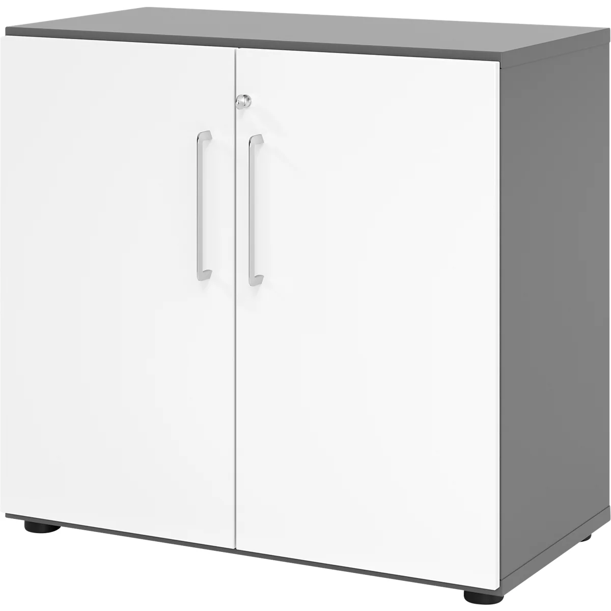 Kasten Breno, 2 OH, afsluitbaar, 28 kg per plank, B 800 x D 420 x H 748 mm, grafiet/wit