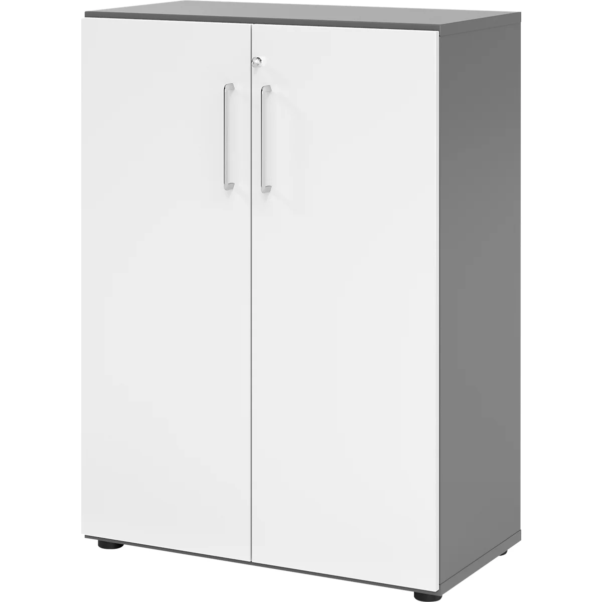 Kasten Breno, 3 OH, afsluitbaar, 28 kg per plank, B 800 x D 420 x H 1100 mm, grafiet/wit