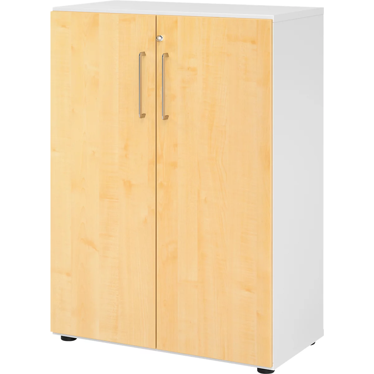 Kasten Breno, 3 OH, afsluitbaar, 28 kg per plank, B 800 x D 420 x H 1100 mm, wit/mapulier