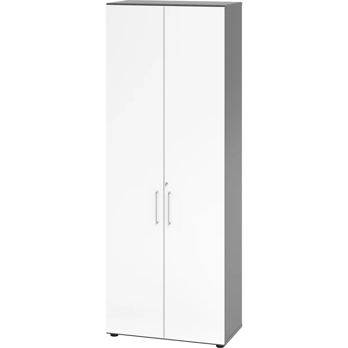 Kasten Breno, 6 OH, afsluitbaar, 28 kg per plank, B 800 x D 420 x H 2156 mm, grafiet/wit