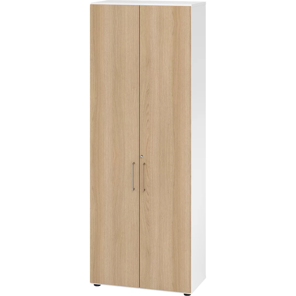 Kasten Breno, 6 OH, afsluitbaar, 28 kg per plank, B 800 x D 420 x H 2156 mm, wit/eiken