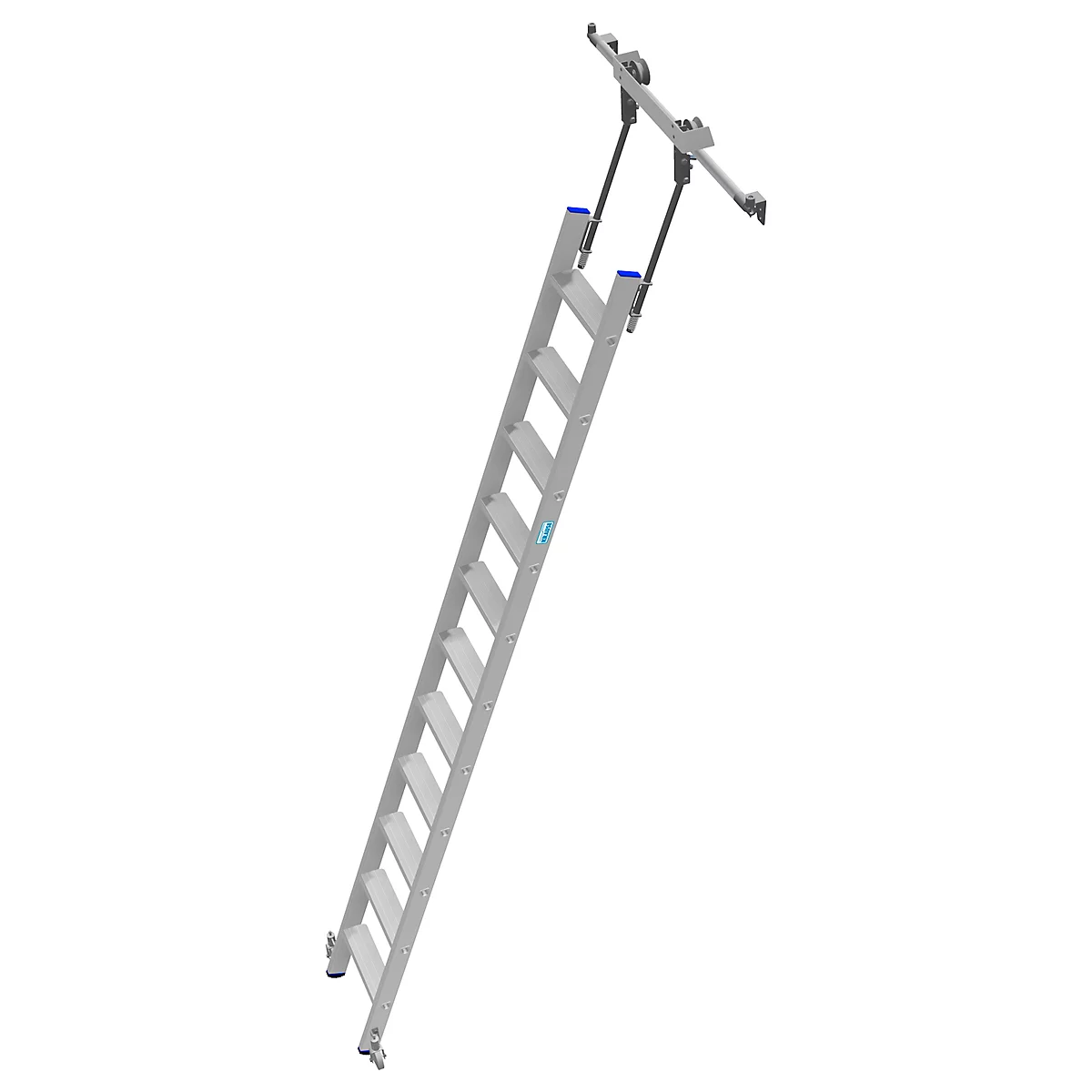 Kastenladder met treden, aluminium, verrijdbaar, 11 treden