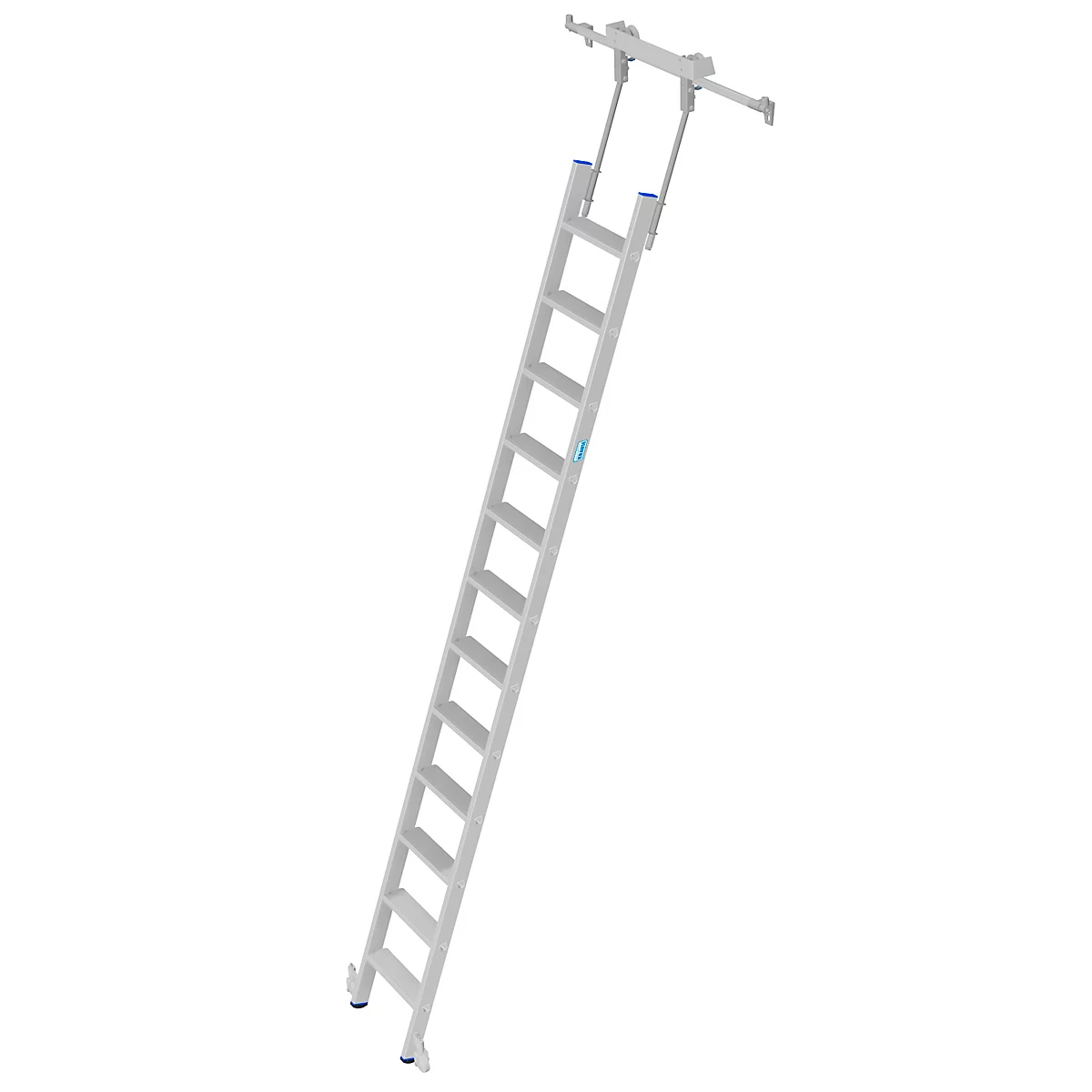 Kastenladder met treden, aluminium, verrijdbaar, 12 treden