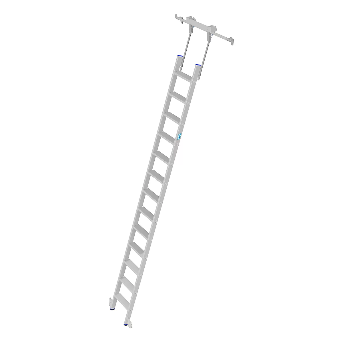 Kastenladder met treden, aluminium, verrijdbaar, 13 treden