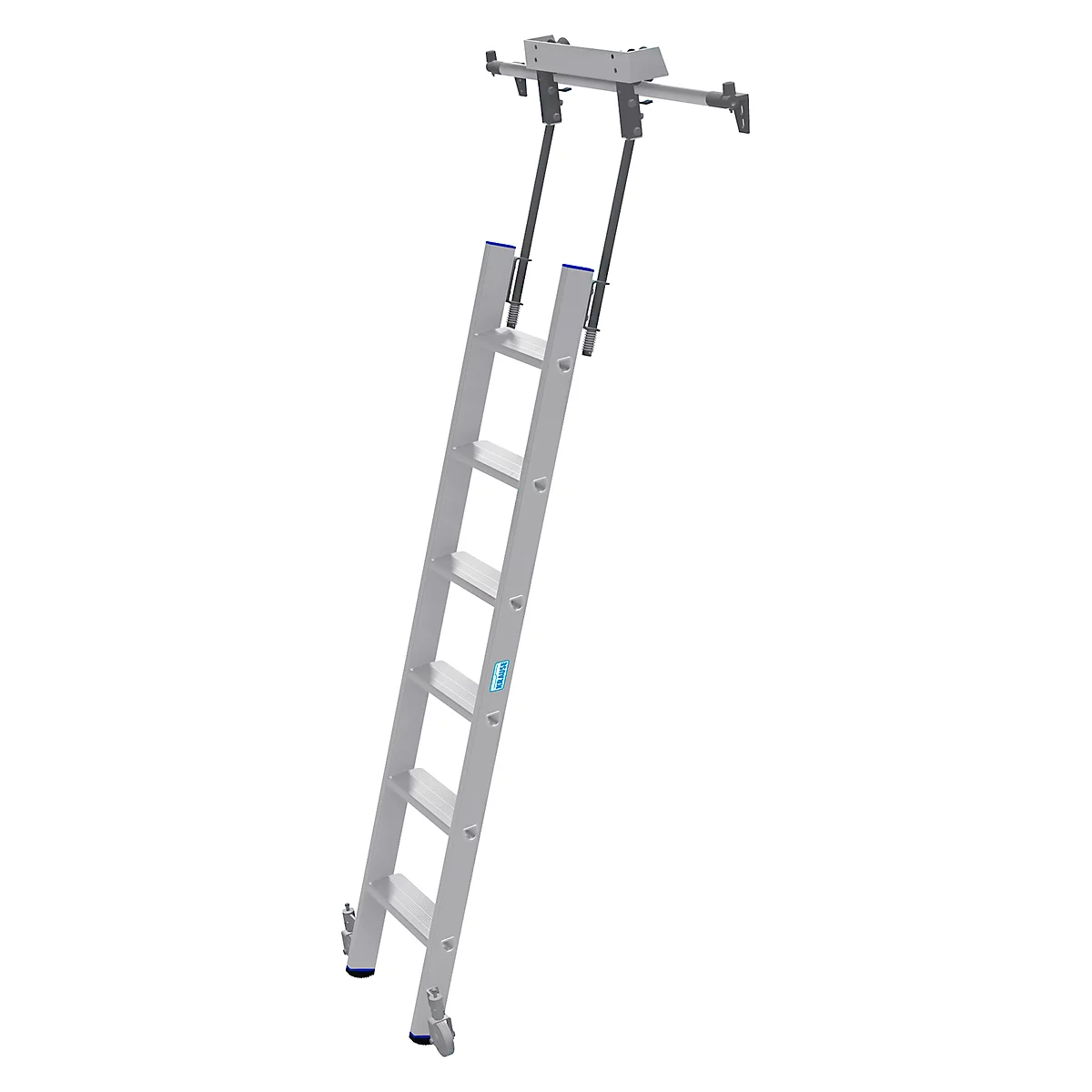 Kastenladder met treden, aluminium, verrijdbaar, 6 treden