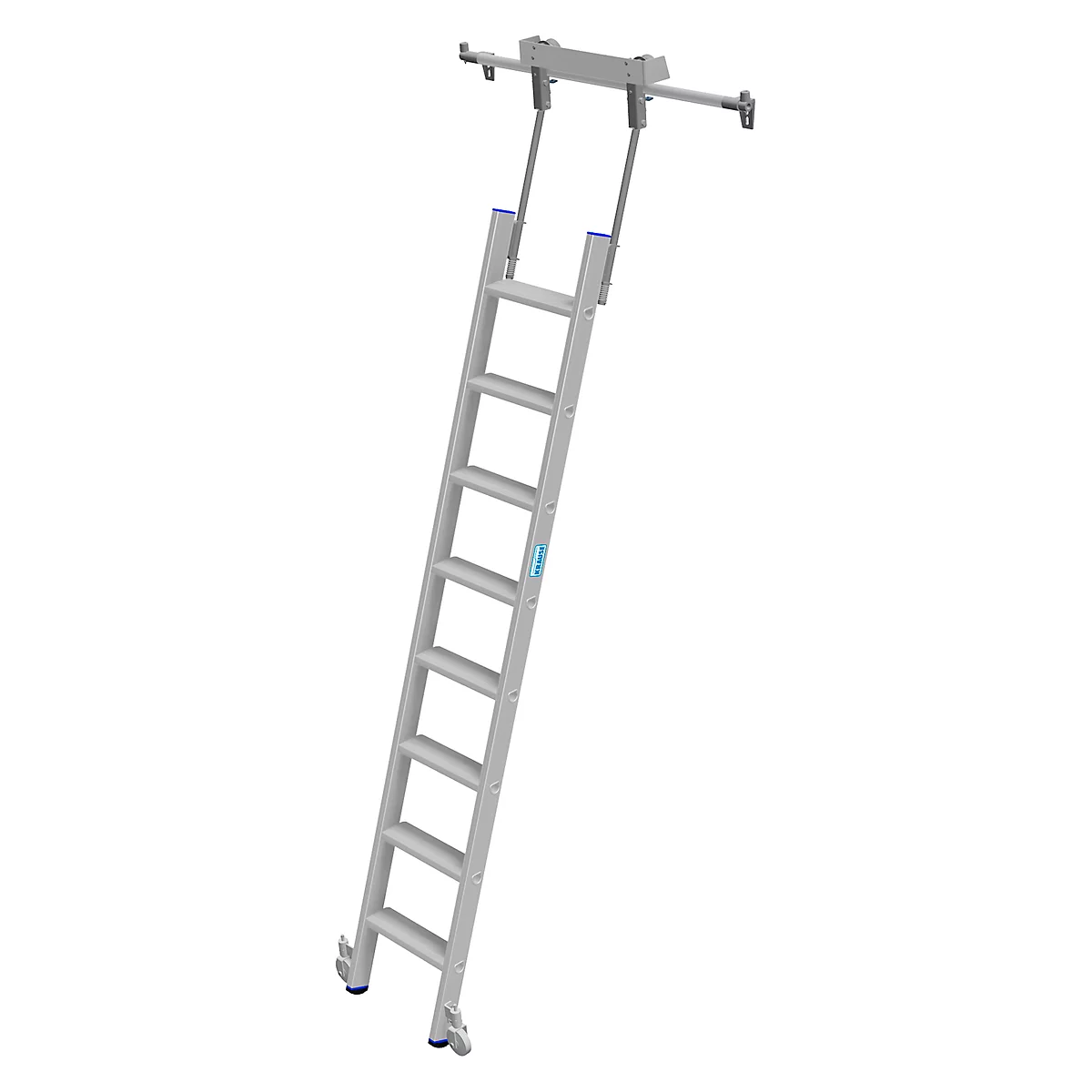 Kastenladder met treden, aluminium, verrijdbaar, 8 treden