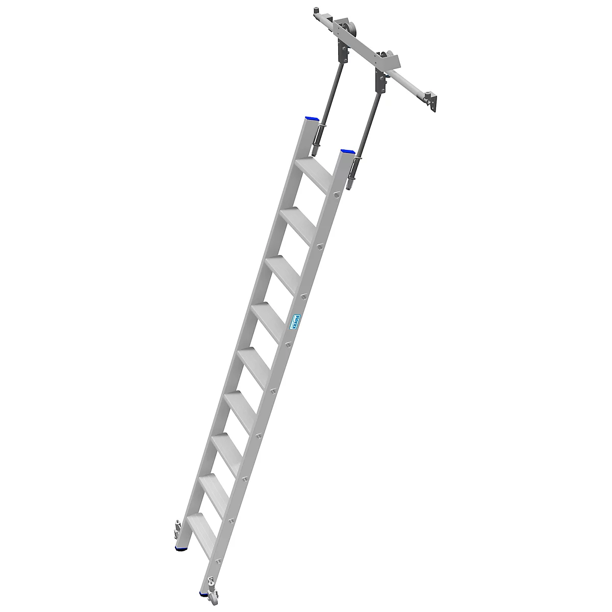 Kastenladder met treden, aluminium, verrijdbaar, 9 treden