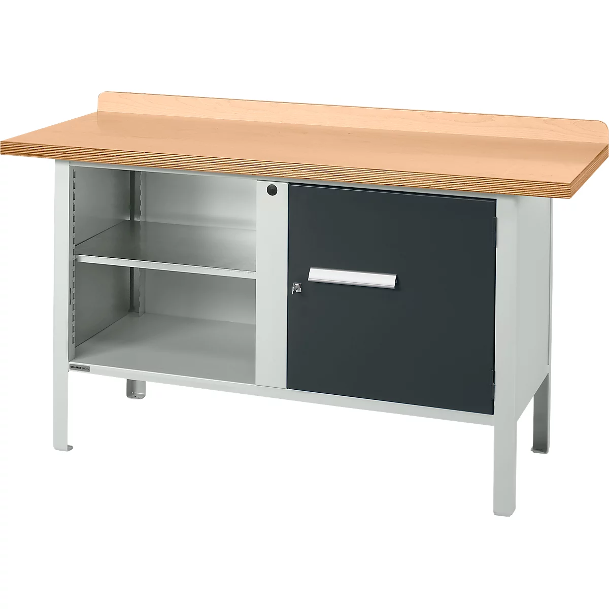 Kastenwerkbank Schäfer Shop Select PWi 150-1, Buche Multiplexplatte, bis 750 kg, B 1500 x T 700 x H 840 mm, Anthrazit