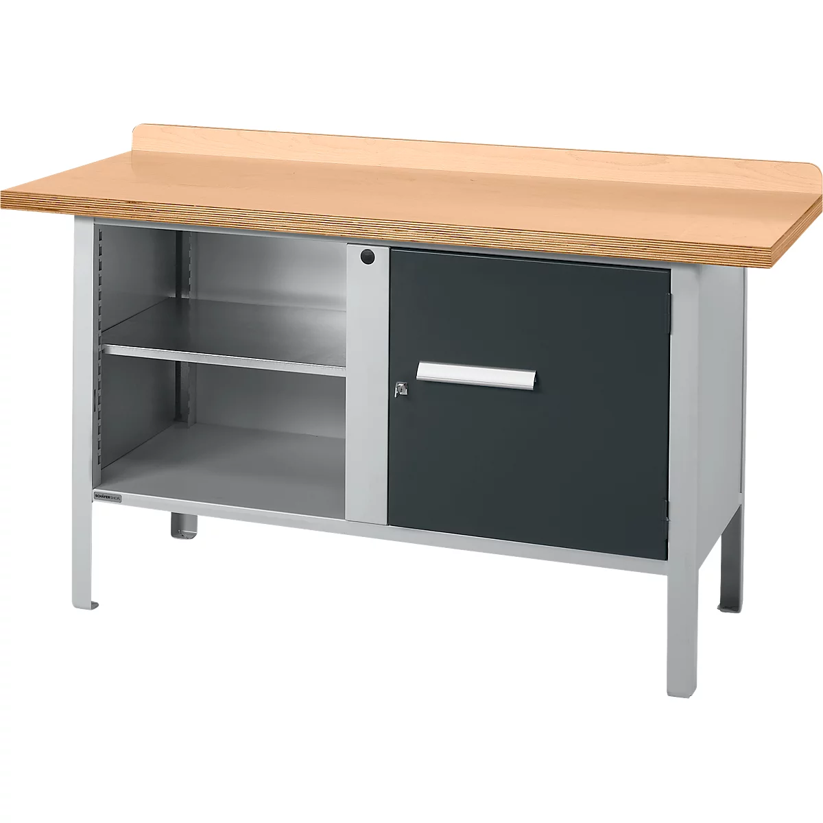 Kastenwerkbank Schäfer Shop Select PWi 150-1, Buche Multiplexplatte, bis 750 kg, B 1500 x T 700 x H 840 mm, Anthrazit