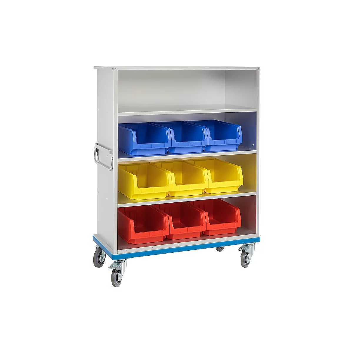 Kastwagen GMÖHLING G®-Cup light, open voorkant, tot 300 kg, 4 etages, volume ca. 850 l