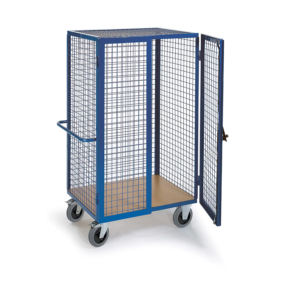 Kastwagen met roosterwanden, 1385 x 850 x 1800 mm, met afsluitbare dubbele vleugeldeur